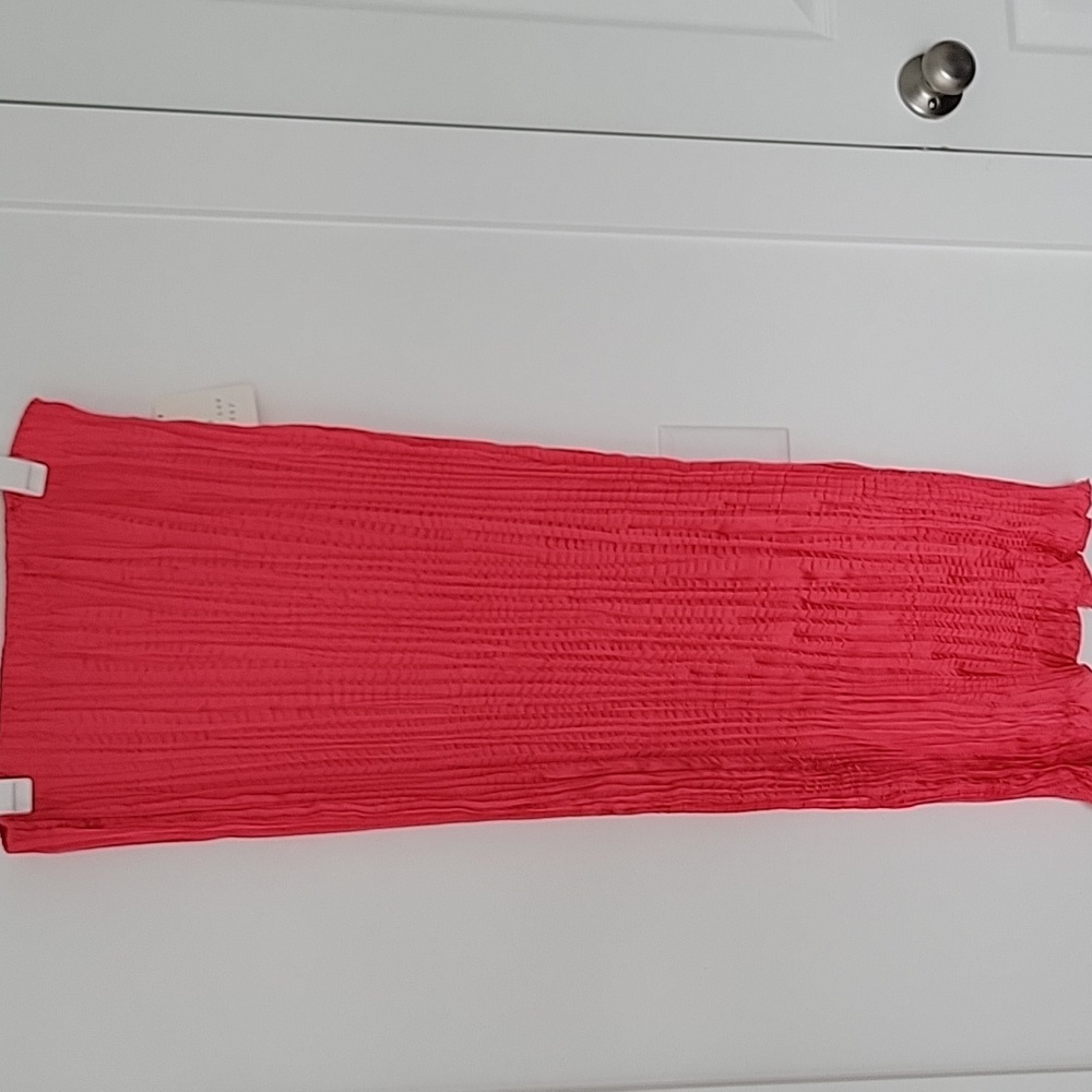 NWT A New Day Women's Textured Crinkle Satin Midi Skirt Coral